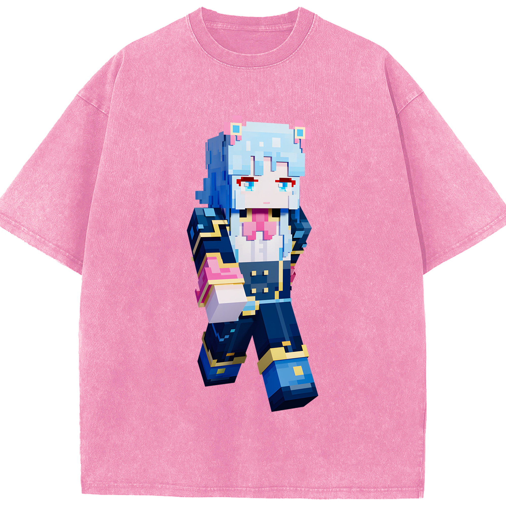 （画像用） マインクラフト ブロックの世界 Minecraft MC Block world 綿100% ヴィンテージ風 半袖Tシャツ（フロントプリント）